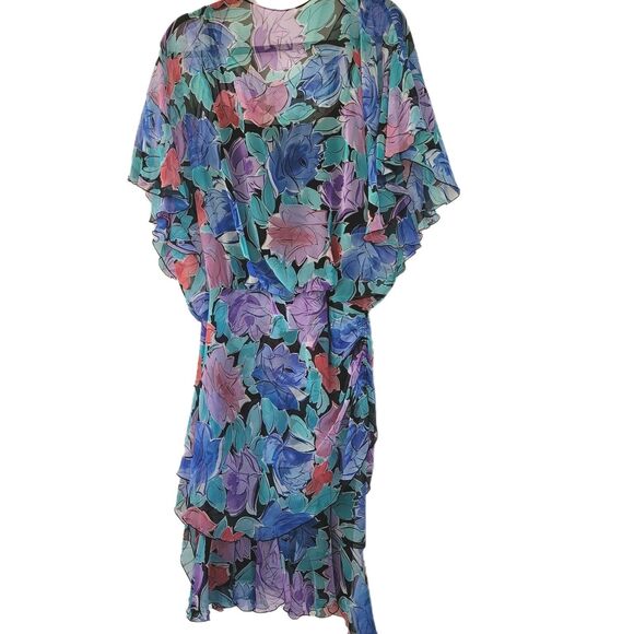 Pat Richards By Michael Maielleo Dress Size S Pastel Floral Flowy Whimsy Vtg USA - Picture 10 of 10